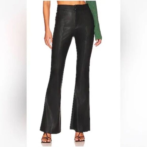 Blank NYC Black Faux Leather Flare Pants High Rise Vegan Leather Size 31 NWT - Picture 2 of 8